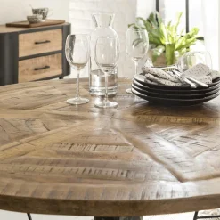 Table à manger ronde en bois de manguier Vitto