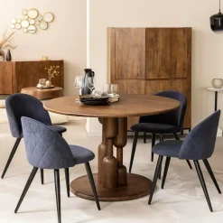 Table à manger ronde en bois de manguier Zola