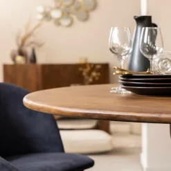 Table à manger ronde en bois de manguier Zola