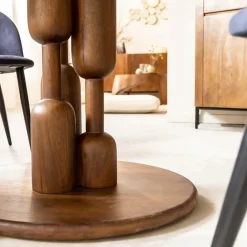 Table à manger ronde en bois de manguier Zola