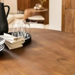 Table à manger ronde en bois de manguier Zola