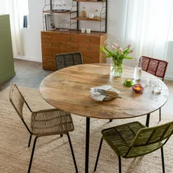 Table à manger ronde en bois de manguier Gloria