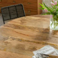 Table à manger ronde en bois de manguier Gloria