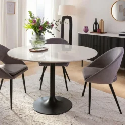 Table à manger ronde en marbre Servane