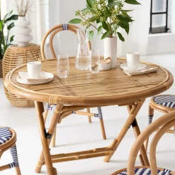 Table ronde en bambou 4 places Soline