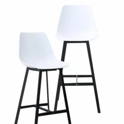 Tabouret de bar blanc et métal noir Marius (lot de 2)