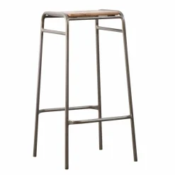 Tabouret de bar écolier bois et métal 77cm Marcus