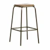 Tabouret de bar écolier métal et bois 69 cm Marcus