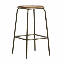Tabouret de bar écolier métal et bois 69 cm Marcus