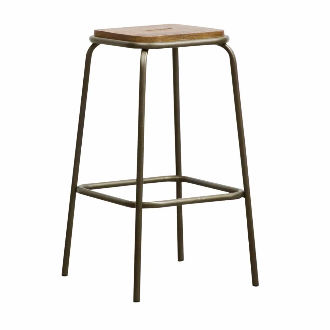 Tabouret de bar écolier métal et bois 69 cm Marcus