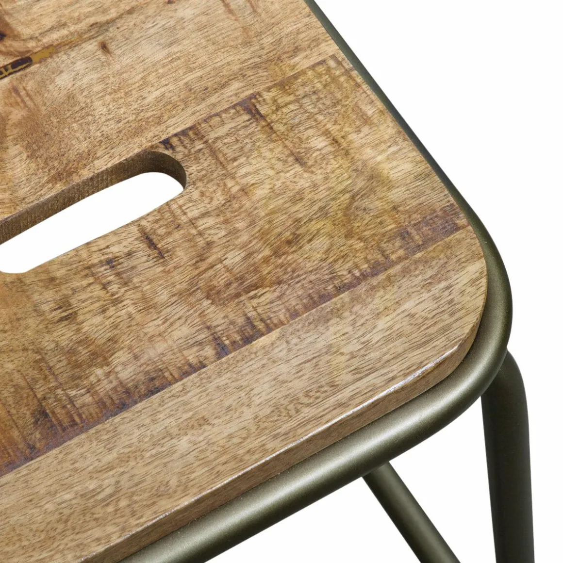 Tabouret de bar écolier métal et bois 69 cm Marcus