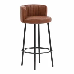 Tabouret de bar en cuir et métal Tiago