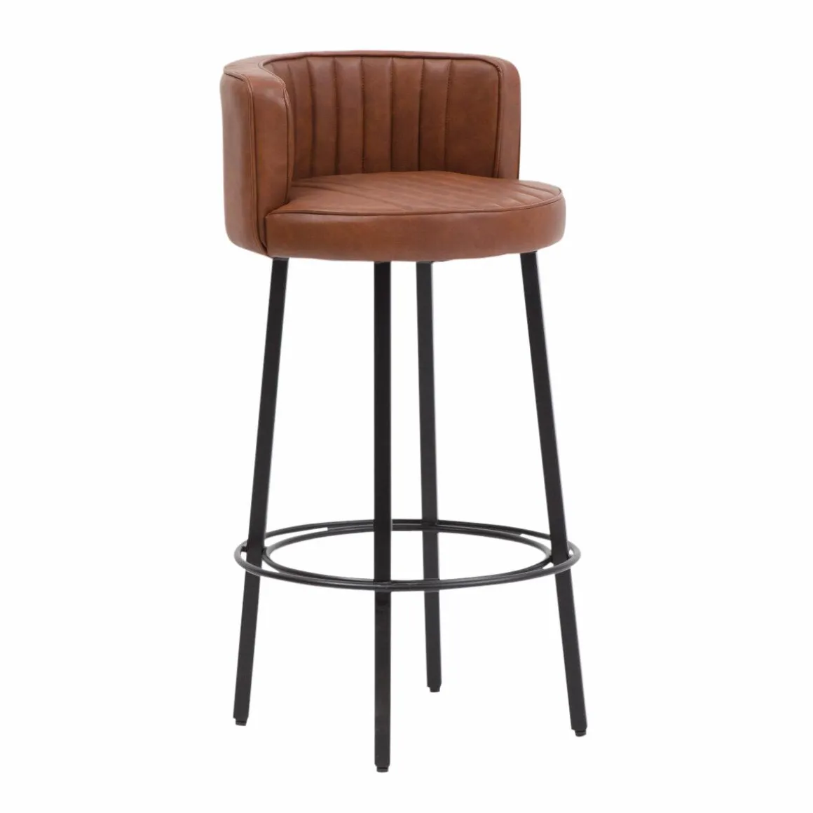 Tabouret de bar en cuir et métal Tiago