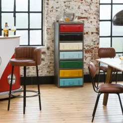 Tabouret de bar en cuir et métal Tiago