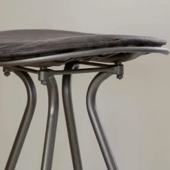 Tabouret de bar en cuir gris et métal Lya