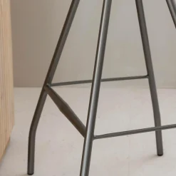 Tabouret de bar en cuir gris et métal Lya