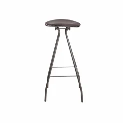 Tabouret de bar en cuir gris et métal Lya