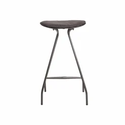 Tabouret de bar en cuir gris et métal Lya