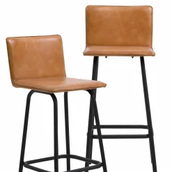 Tabouret de bar en cuir marron Louise (lot de 2)
