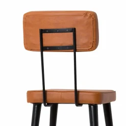 Tabouret de bar en cuir marron et métal noir Victoire