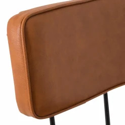 Tabouret de bar en cuir marron et métal noir Victoire
