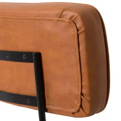 Tabouret de bar en cuir marron et métal noir Victoire