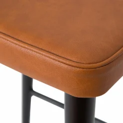 Tabouret de bar en cuir marron et métal noir Victoire