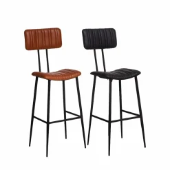 Tabouret de bar en cuir marron Carl