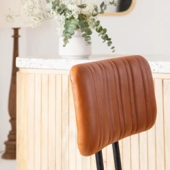 Tabouret de bar en cuir marron Carl