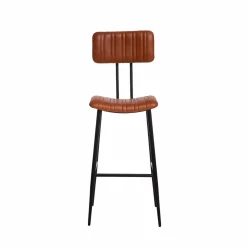 Tabouret de bar en cuir marron Carl