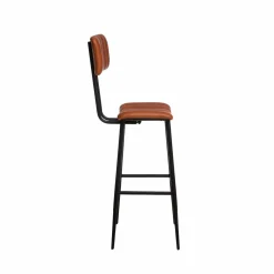 Tabouret de bar en cuir marron Carl