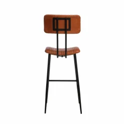 Tabouret de bar en cuir marron Carl