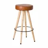 Tabouret de bar en cuir marron Jocelin
