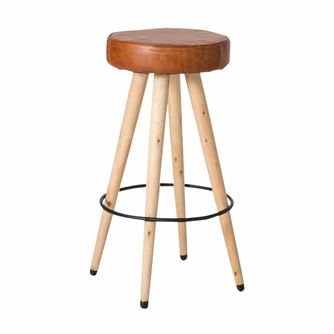 Tabouret de bar en cuir marron Jocelin
