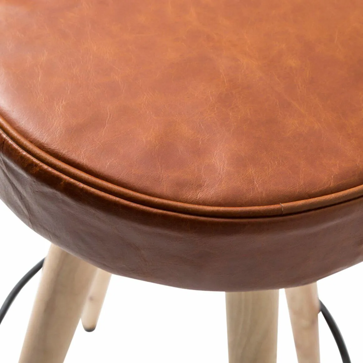 Tabouret de bar en cuir marron Jocelin