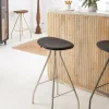 Tabouret de bar en cuir noir et métal Lya