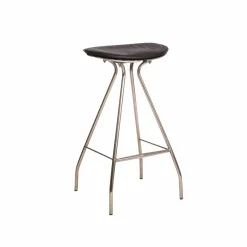 Tabouret de bar en cuir noir et métal Lya