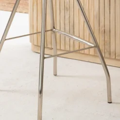 Tabouret de bar en cuir noir et métal Lya