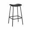Tabouret de bar en cuir noir et métal Alexandre (lot de 2)