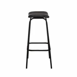 Tabouret de bar en cuir noir et métal Alexandre (lot de 2)