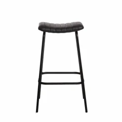 Tabouret de bar en cuir noir et métal Alexandre (lot de 2)