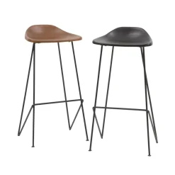 Tabouret de bar en cuir noir Archi