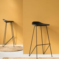 Tabouret de bar en cuir noir Archi