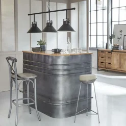 Tabouret de bar en métal 1 place Grey