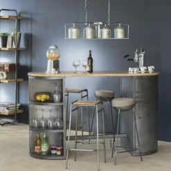 Tabouret de bar en métal 1 place Grey