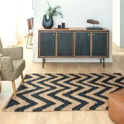 Tapis en jute et coton Mathilde