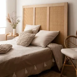 Tête de lit en bois de manguier et cannage Noémia