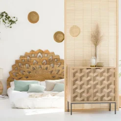 Tête de lit lotus en bois de manguier sculpté 160 cm Valentina