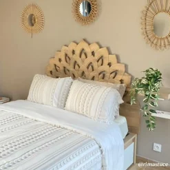 Tête de lit lotus en bois de manguier sculpté 160 cm Valentina