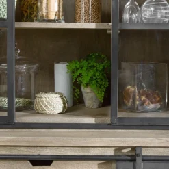 Vaisselier en bois de manguier brossé et métal gris Helsinki